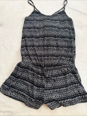 Black & White Aztec Print Sleeveless Romper